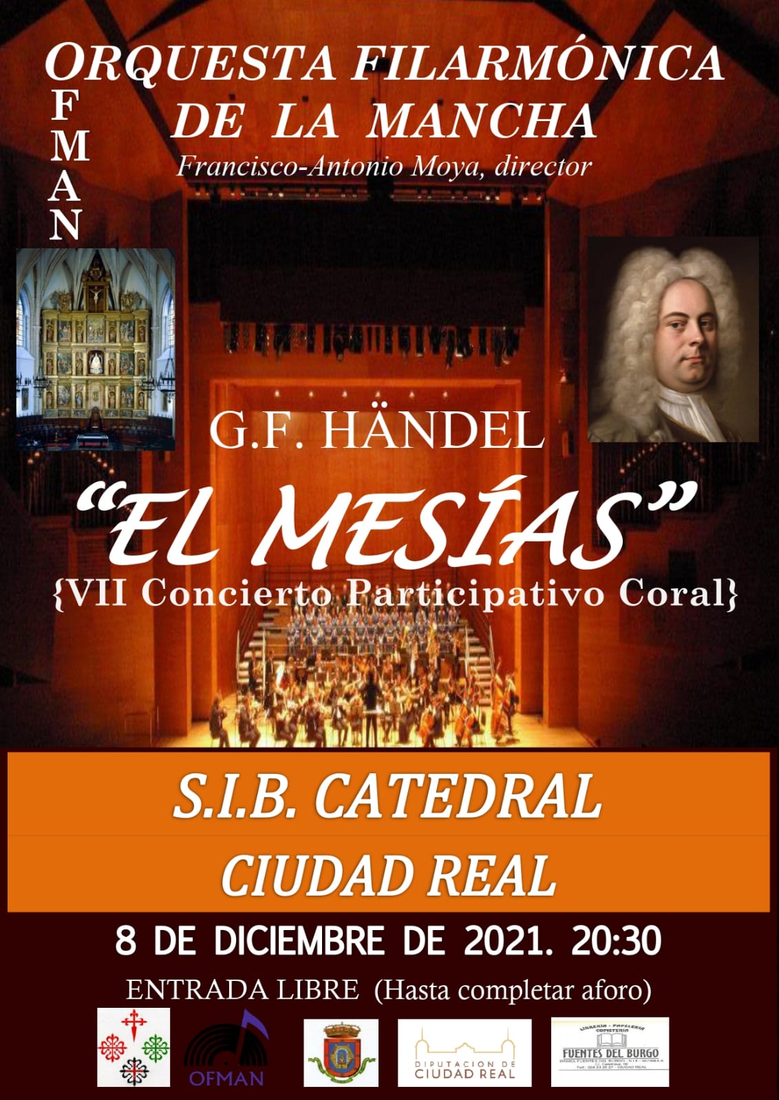 Cartel publicatario de "El Mesías" en la catedral de Ciudad Real