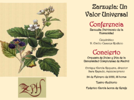Cartel promocional de la conferencia y concierto