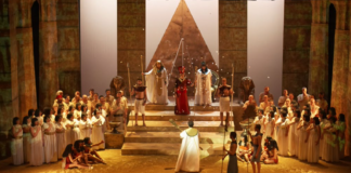 Imagen captada en la función de estreno (Teatro Cervantes de Málaga, 2019) de "Aida"