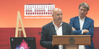 José Manuel Aceña y Carlos Martínez (alcalde de Soria) en la presentación del XXX FOMS
