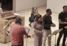 Un ensayo de "Cantatas a duelo", que esta tarde se interpretará en el Auditorio Nacional de Música de Madrid