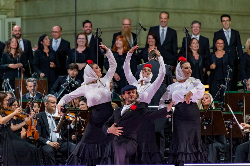 La Compañía Flamenca de Concha Castejada y miembros de la Orquesta y Coro de RTVE / Foto: Patrimonio Nacional 
