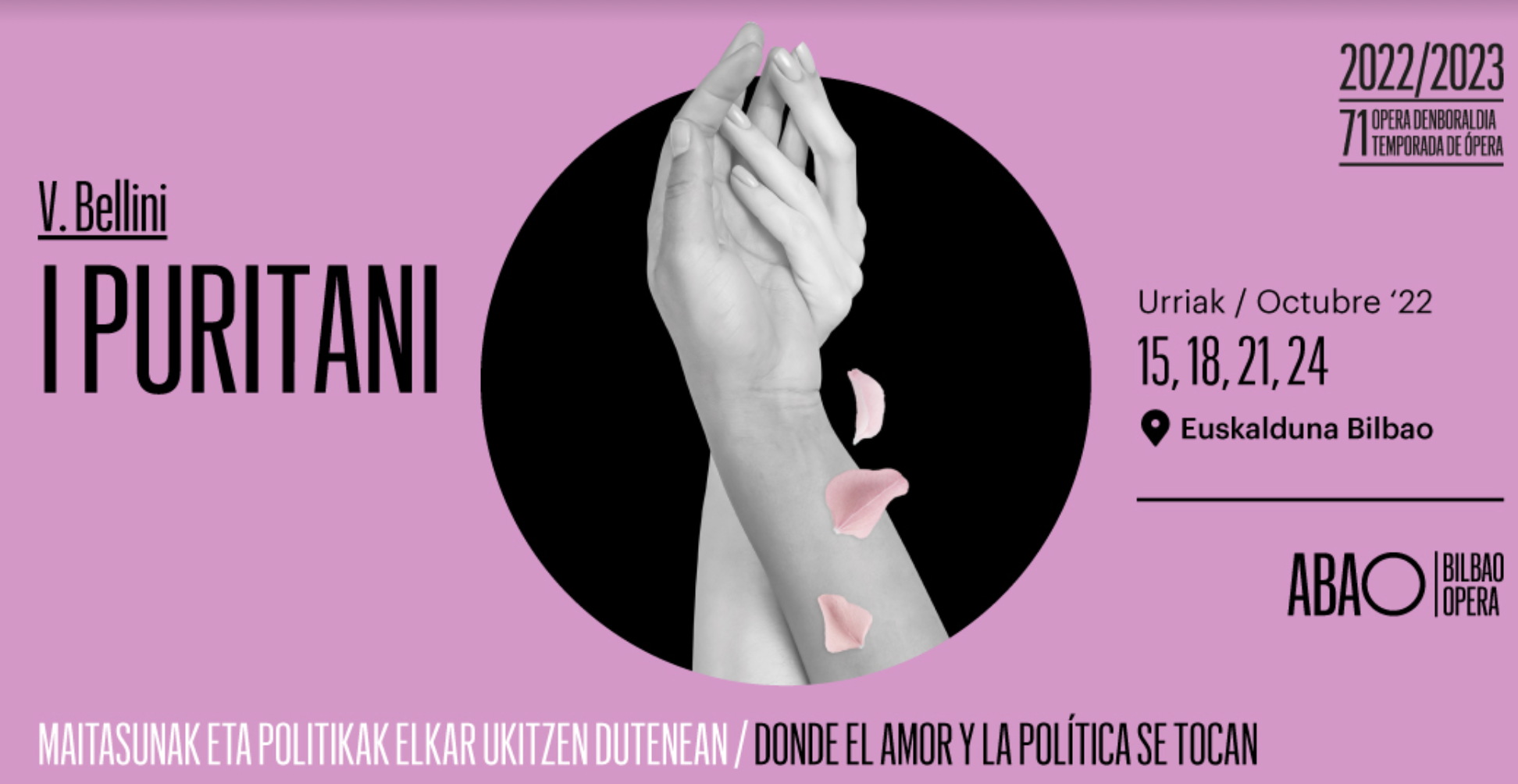 Cartel promocional de la ópera 'I Puritani', con la que abre su temporada ABAO Bilbao Opera