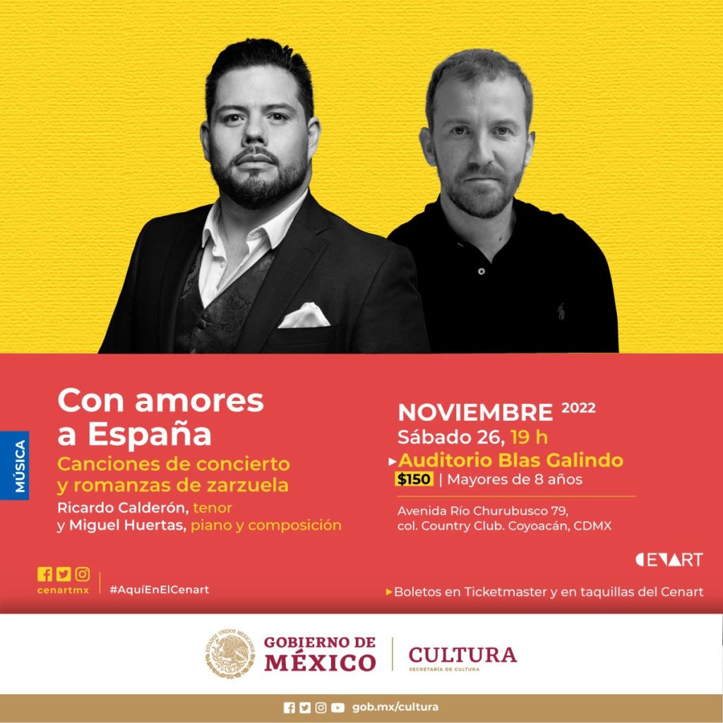 Cartel promocional del recital "Con amores a España" del CENART