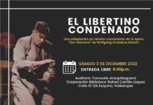 Cartel promocional del espectáculo "El libertino condenado" del Taller de Ópera (Universidad del Norte, Colombia)