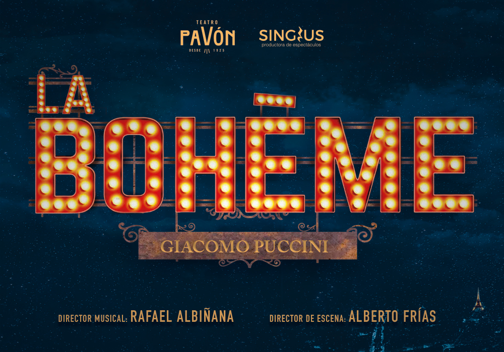 Cartel publicitario para "La bohème" del Teatro Pavón 