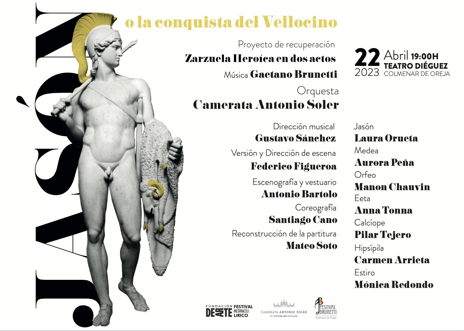 Cartel promocional de la zarzuela "Jasón" programada en el II Festival Brunetti 