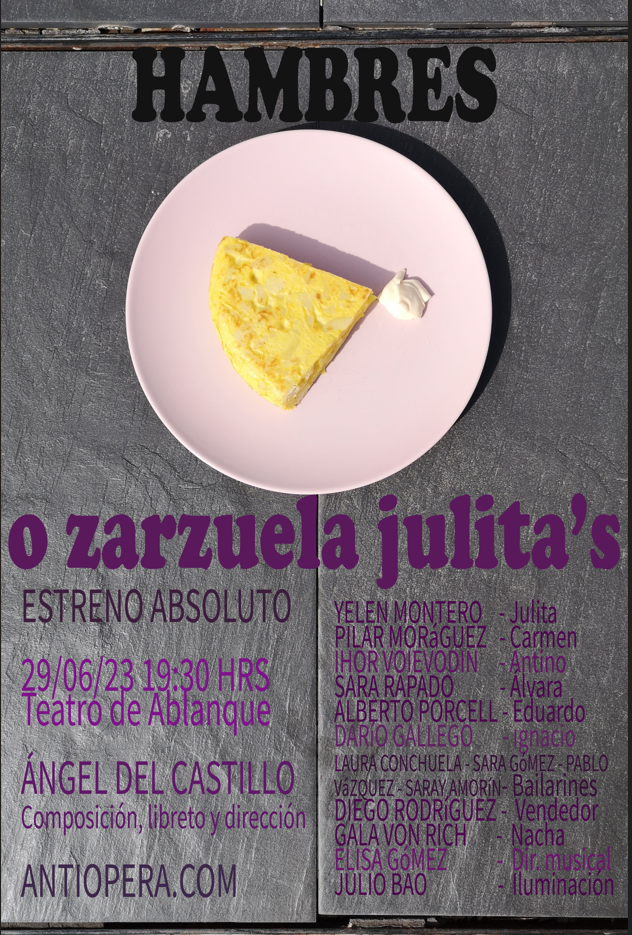 Cartel promocional de la zarzuela "Hambres o zarzuela Julita's", que se estrenará en el Teatro de Ablanques