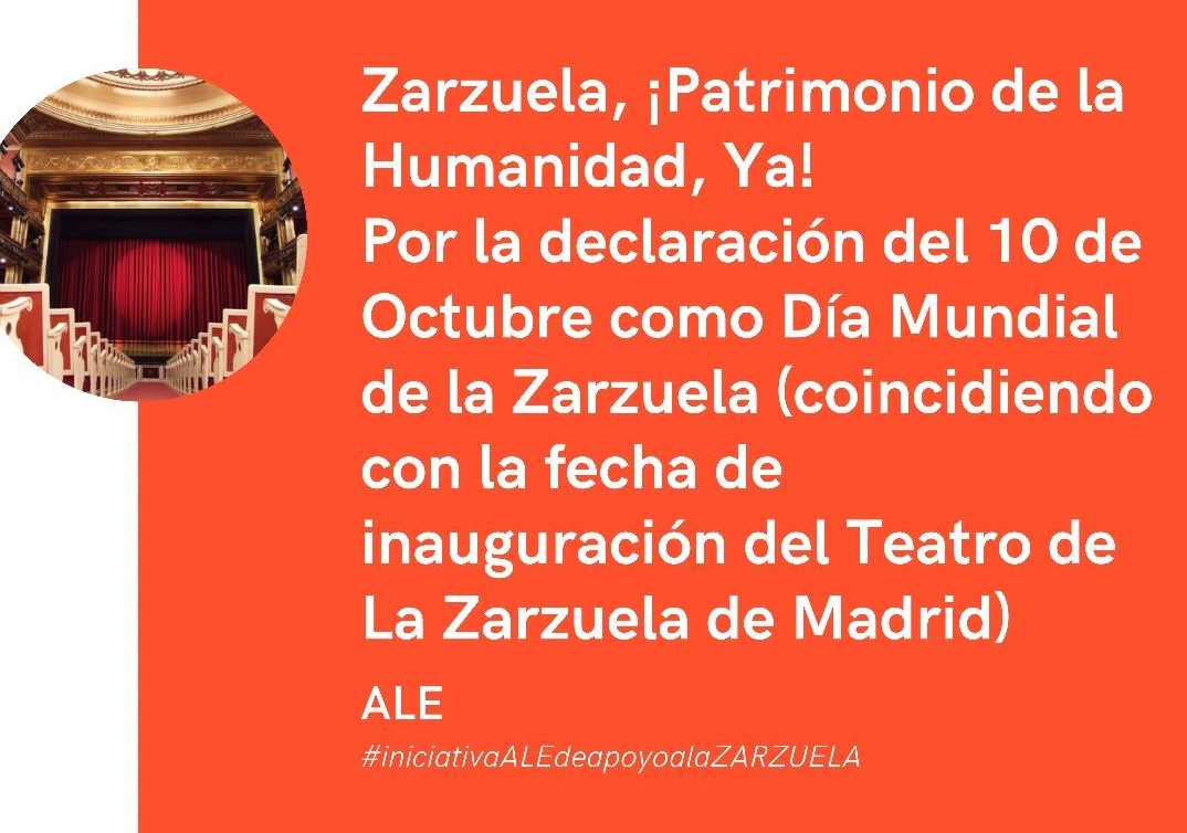 Imagen promocional del Día Mundial de la Zarzuela distribuido por el Sindicato de Artistas Líricos ALE