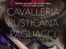 Cartel publicitario de "Cavalleria rusticana" y "Pagliacci" en Ciudad Real